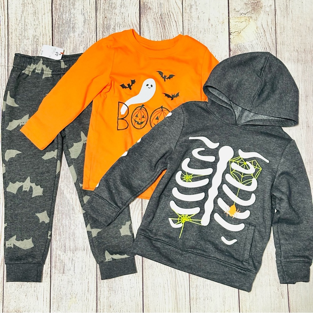 Cat & Jack Skeleton, Bats & Boo Lot Size 4T